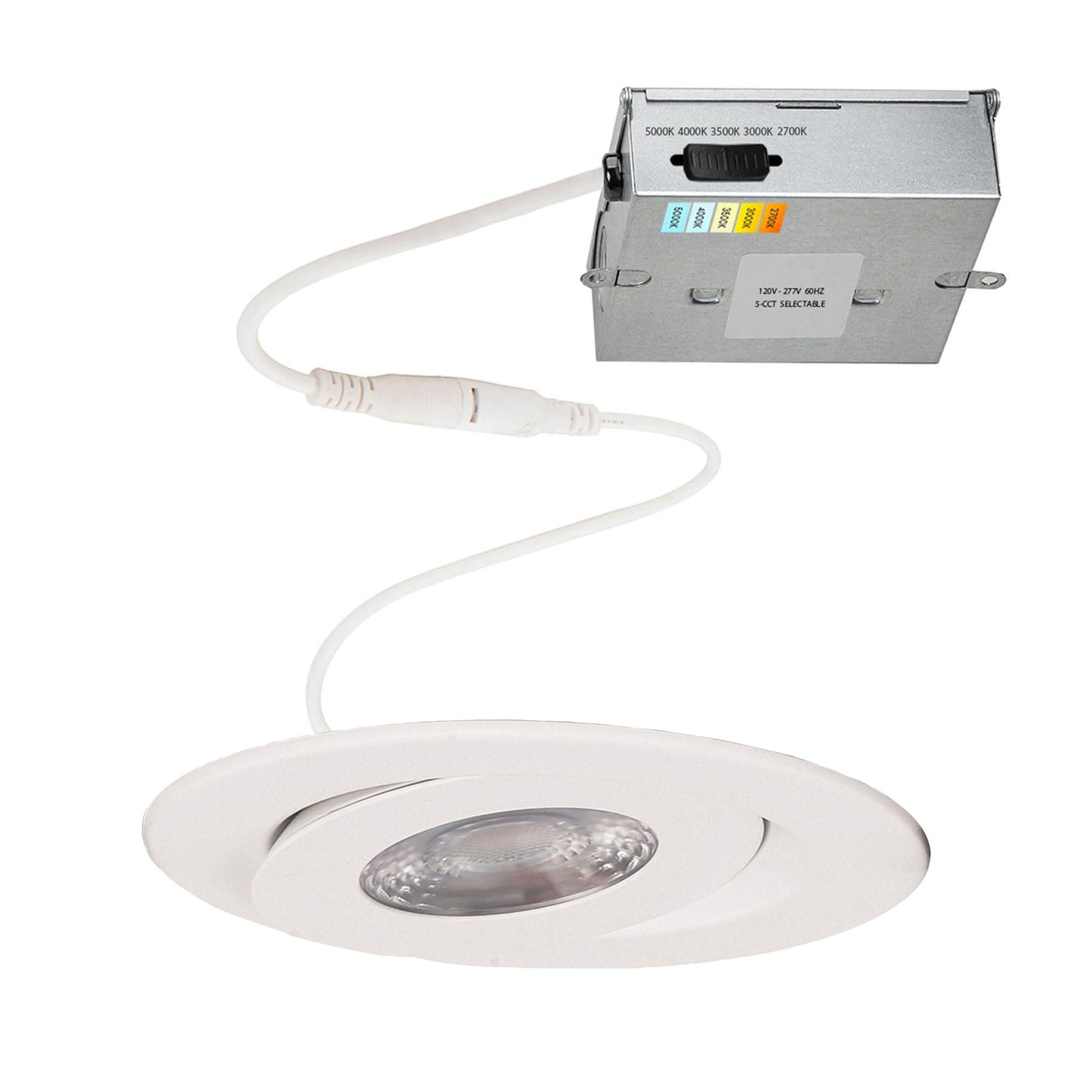 WAC Lighting Lotos 6in LED Round Adjustable Recessed Light 5-CCT Selectable 15W 1,350 Lumens IC-Rated Airtight 120V-277V Universal in White 2-HR Fire Rated