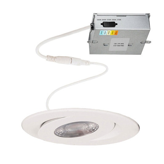 WAC Lighting Lotos 6in LED Round Adjustable Recessed Light 5-CCT Selectable 15W 1,350 Lumens IC-Rated Airtight 120V-277V Universal in White 2-HR Fire Rated