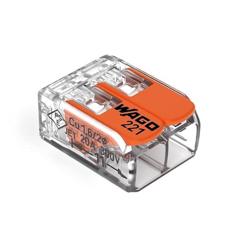 WAGO 221-412/VE00-2500 221 Series 2 Conductor AWG 24 иC 12 Transparent Body Connector w/Levers - 50 Item(s), Clamp