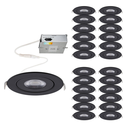 WAC Lighting Lotos 6in LED Round Adjustable Recessed Light 5-CCT Selectable 15W 1,350 Lumens IC-Rated Airtight 120V-277V Universal in Black (Pack of 24)