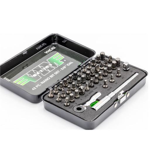VIM Tools VHC42 Nano Bit Set 42 Piece Ultra Compact 5 8 Inch Overall Length Precision Bits for Tight Access Work Automotive Electronics and Professional Repair Applications