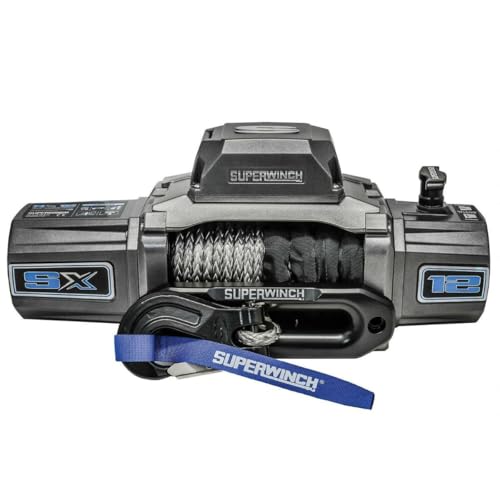 Superwinch 1712201 SX12SR 12V DC Winch 12,000lb (5,443kg) Single Line Pull with Hawse Fairlead 3/8" x 85' Synthetic Rope Corded Handheld and Wireless Remote