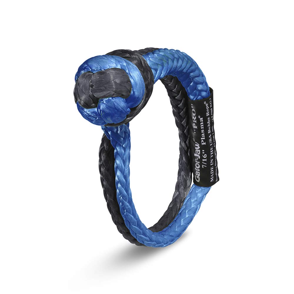 Bubba Rope Gator-Jaw PRO Synthetic Shackle, 7/16§ 每 Heavy-Duty Vehicle Tow Shackle: Max 52,300 lbs. Capacity - Blue