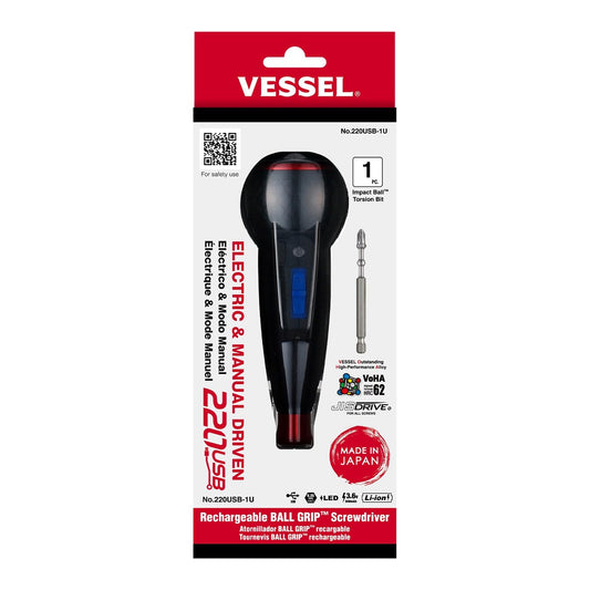 (USA Official) VESSEL e-ASSIST Screwdriver | Higher-Torque Model made in Japan No.220USB1U