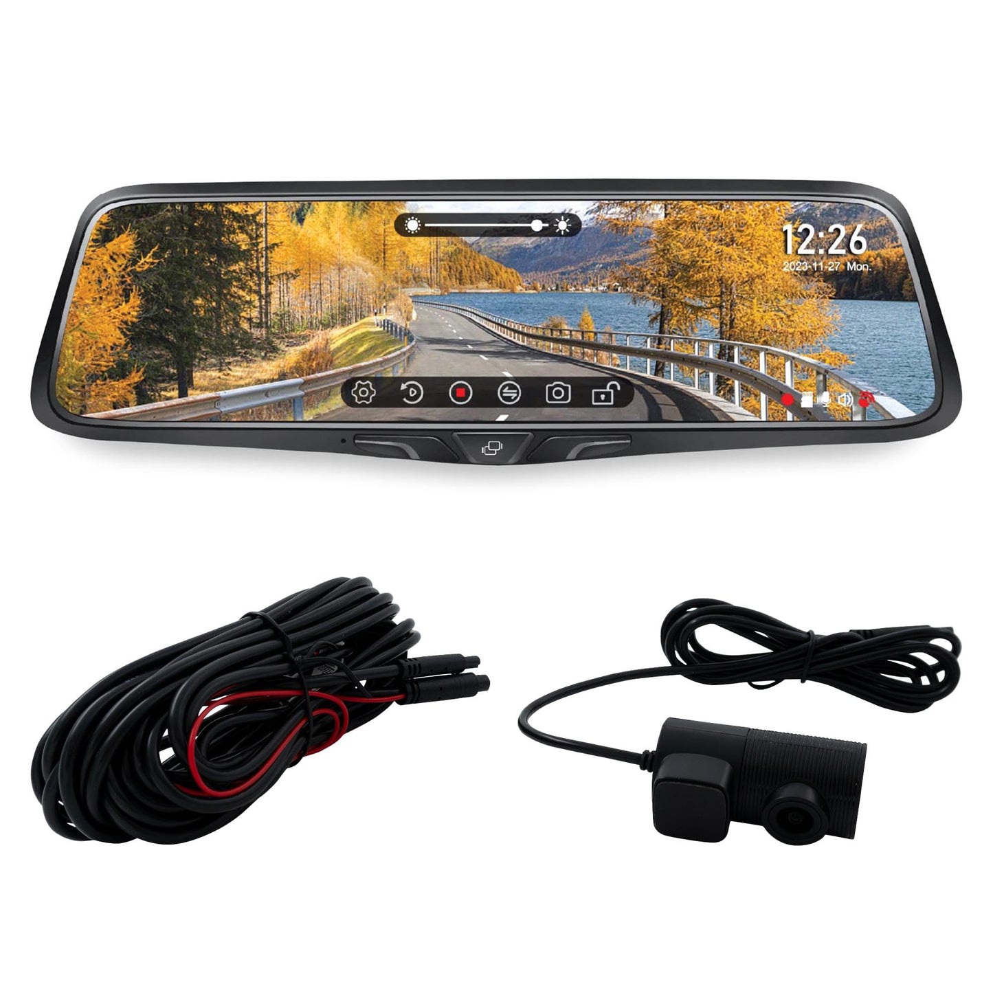 Voxx RVMDVR Rearview Mirror with a 2K DVR Front Camera Featuring a 9.88§ high-Brightness Display with INTCAM1 Interior Rear View Camera Compatible with RVMDVR DVR Mirror