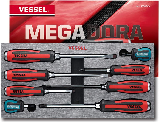 VESSEL MEGADORA Tang-Thru Screwdriver Set 8pcs. 9308EVA (EVA Foam set/Tang Thru)