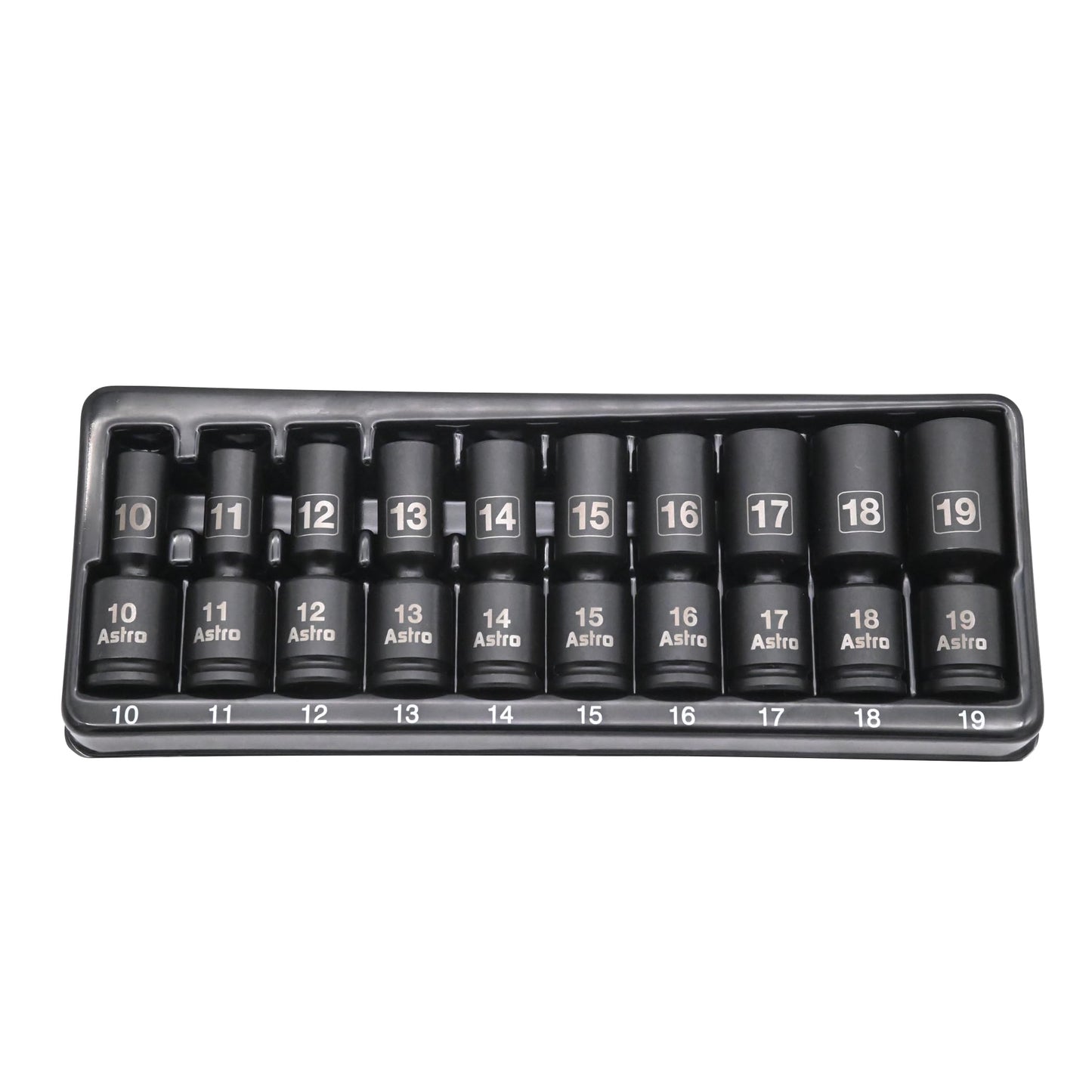 Astro Tools 78344M 10pc 3/8" Drive Mid-Length Pinless Universal Impact Sockets - Metric