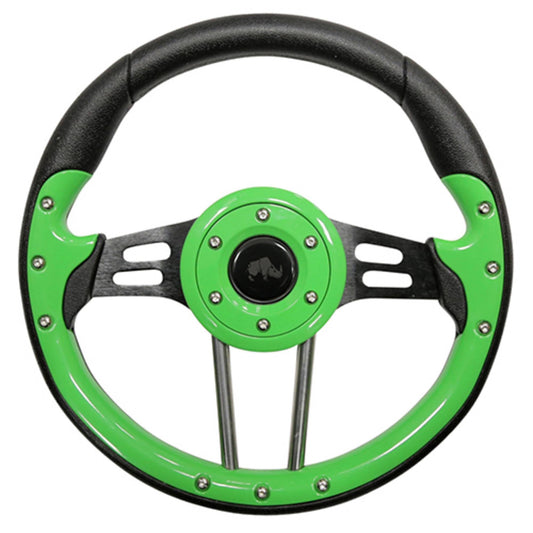 RHOX ACC-SW124 Steering Wheel, Aviator 4 Lime Green Grip/Black Spokes 13" Diameter