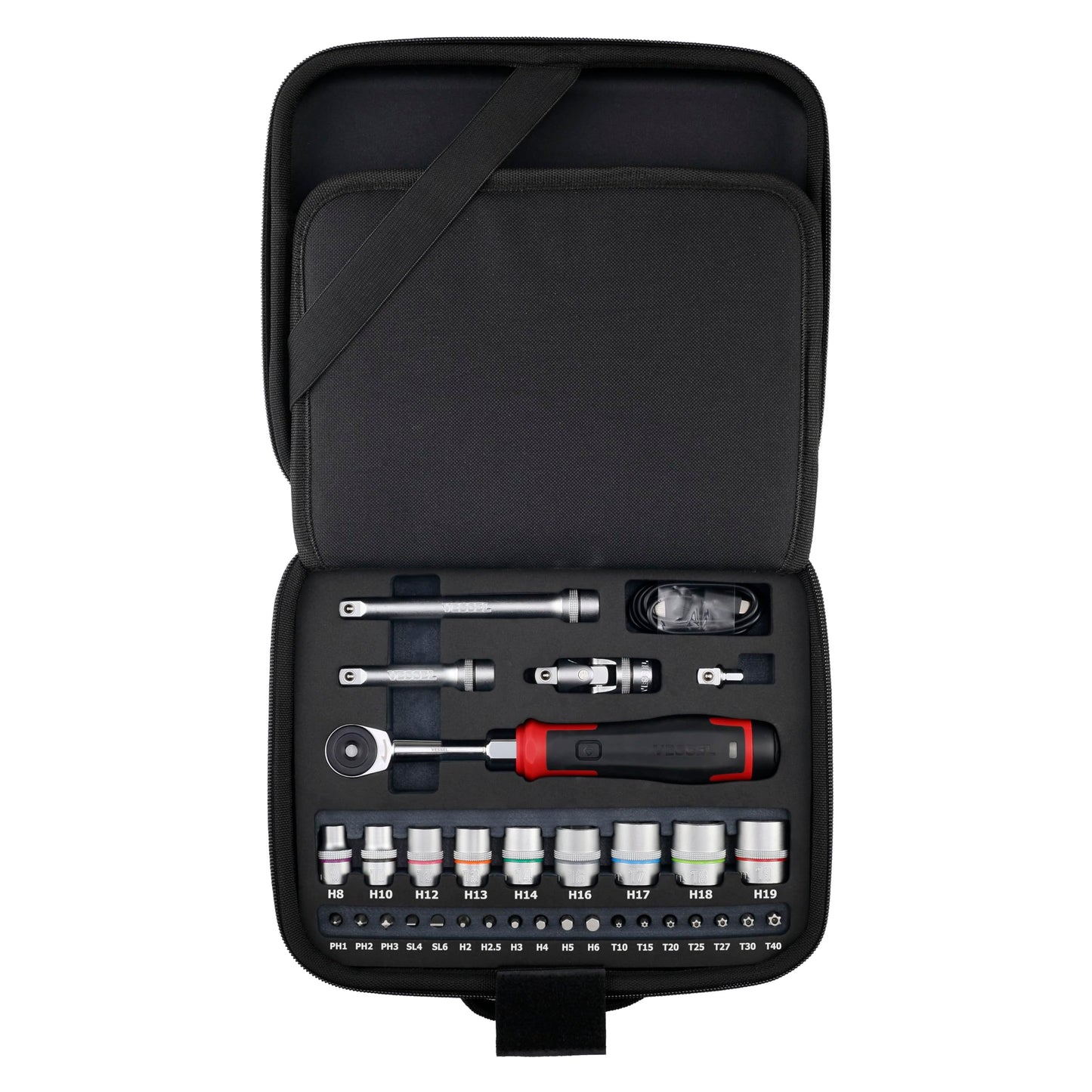 Vessel 400ER3-1M Cordless Electric Slim Ratchet Set with 31 Socket Bits