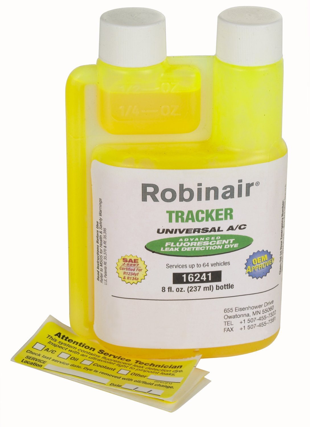 Robinair (16241) Tracker Universal A/C Fluorescent Dye - 8 oz. Bottle, 64 Applications