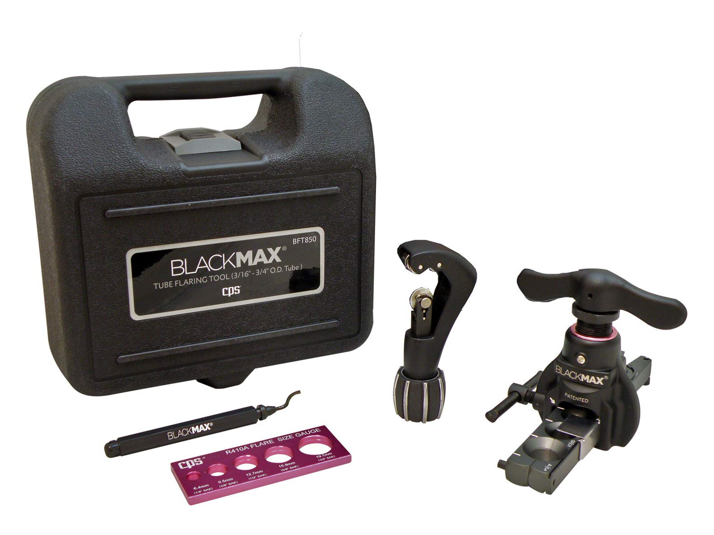 CPS BlackMAX BFT850K Lightweight R-410A Clutch-Type Ecentric Flaring Tool Kit with Flare Size Gauge, Cutter and Deburring Tool