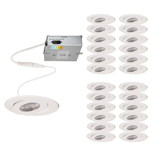 WAC Lighting Lotos 4in LED Round Adjustable Recessed Light 5-CCT Selectable 9W 700 Lumens IC-Rated Airtight 120V-277V Universal in White 2-HR Fire Rated (Pack of 24)