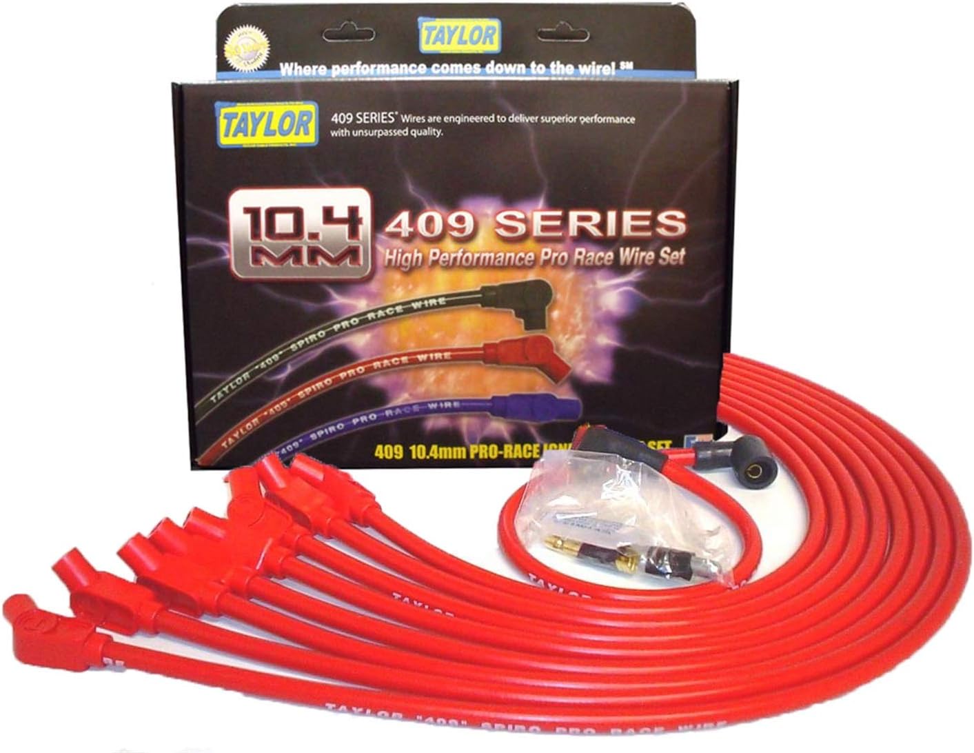 Taylor Cable 79232 Red 10.4mm Custom Race-Fit Spiro Pro Race Spark Plug Wire Set