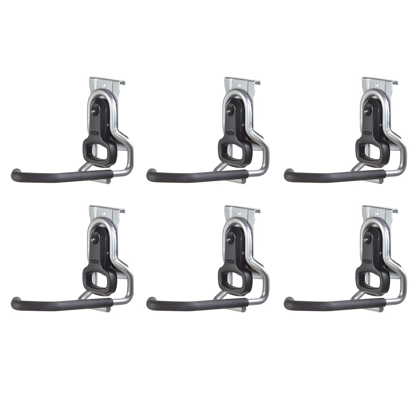 Rubbermaid Heavy Duty Universal Vertical Fasttrack Hanging Wall Mount Bike Hook Garage Storage Organizer (6 Pack)