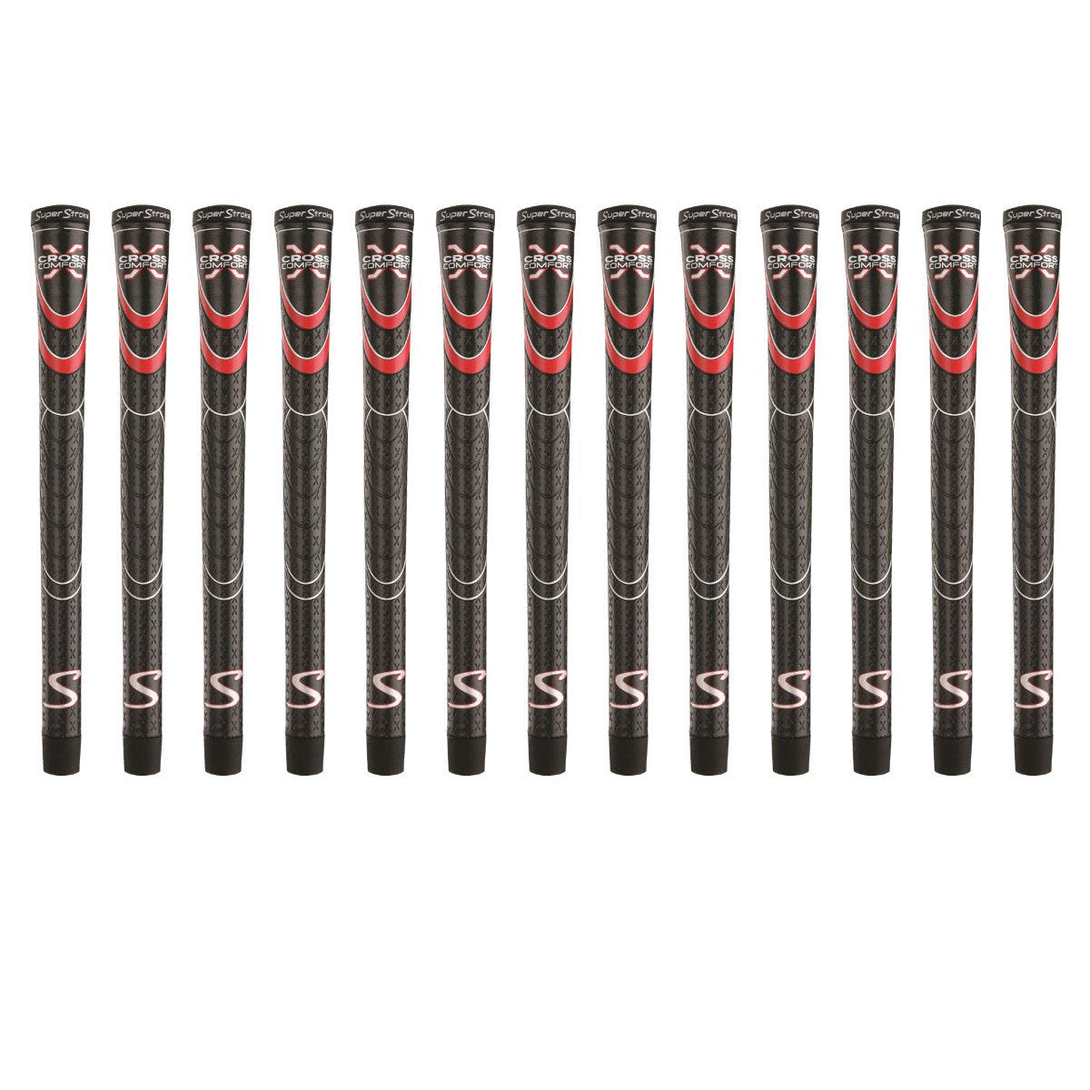 Super Stroke Cross Comfort Black/Red Midsize 13 Piece Golf Grip Bundle