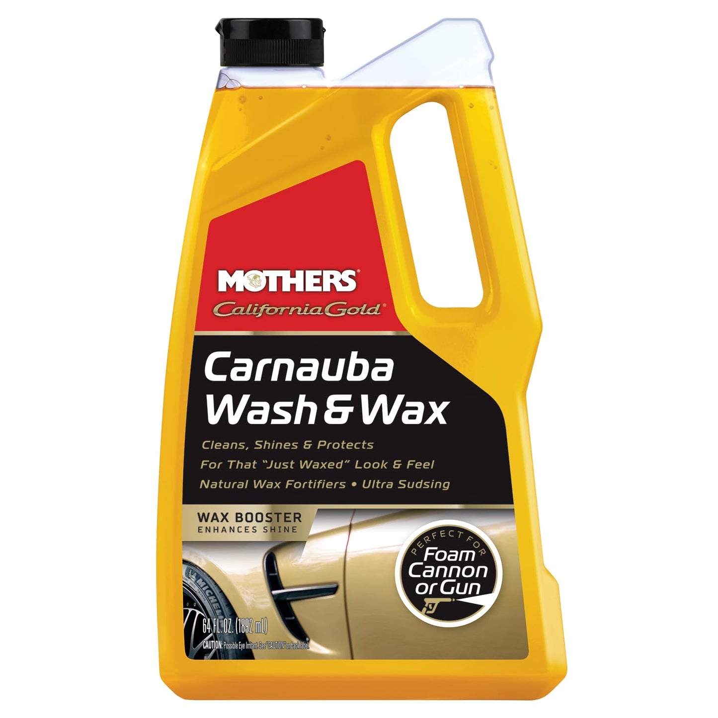 Mothers California Gold Carnauba Wash & Wax, 64 oz. — Cleans, Shines & Protects – Gentle, pH Balanced, Ultra-Sudsy for a Spot-Free, Brilliant Finish. Biodegradable & Won't Strip Wax or Ceramic (05674)