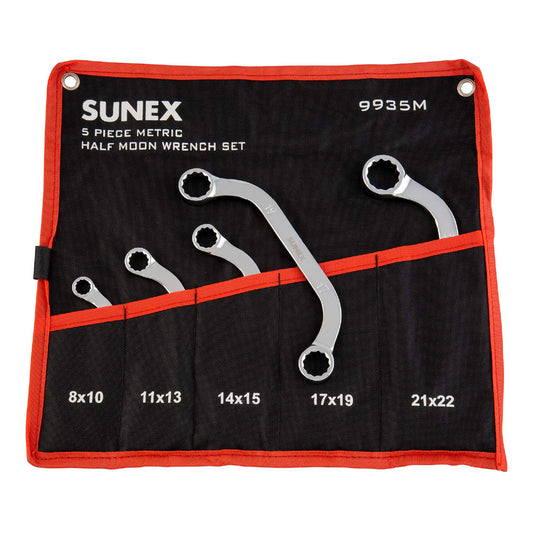 SUNEX TOOLS 9935M Metric Half Moon Wrench Set, 5-Piece