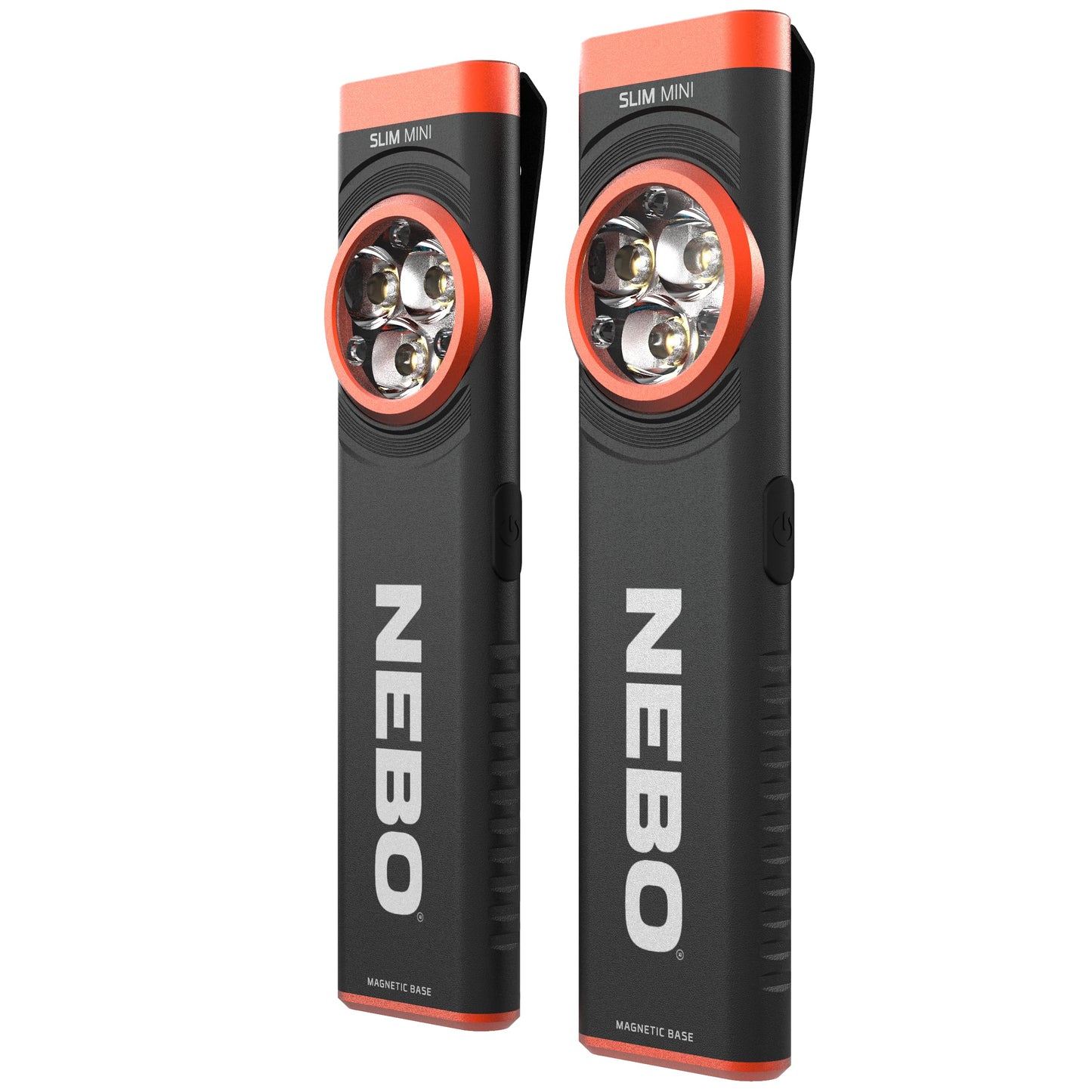 NEBO Slim Mini Pocket Light 2-Pack | Rechargeable, 250 Lumens, 2 Light Modes, Small Flashlight for EDC & Emergencies, Magnetic Base, Lightweight, Water Resistant & Durable, Includes Charging Cable