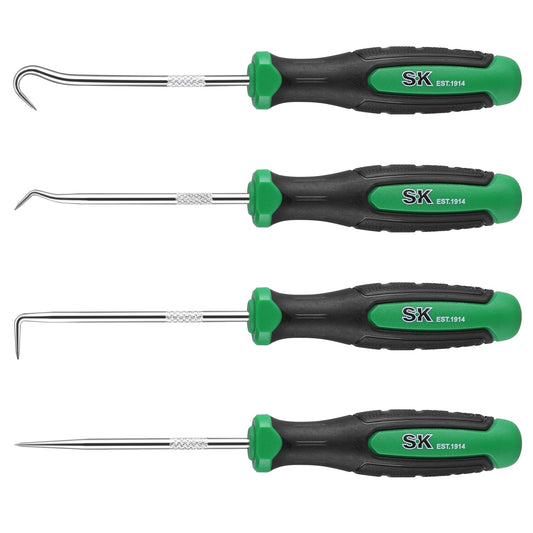 SK 4 Piece Hook and Pick Set, Straight Pick, Offset Pick, 90°Pick and Hook, Ideal for Auto and Electronics Maintenance Tools