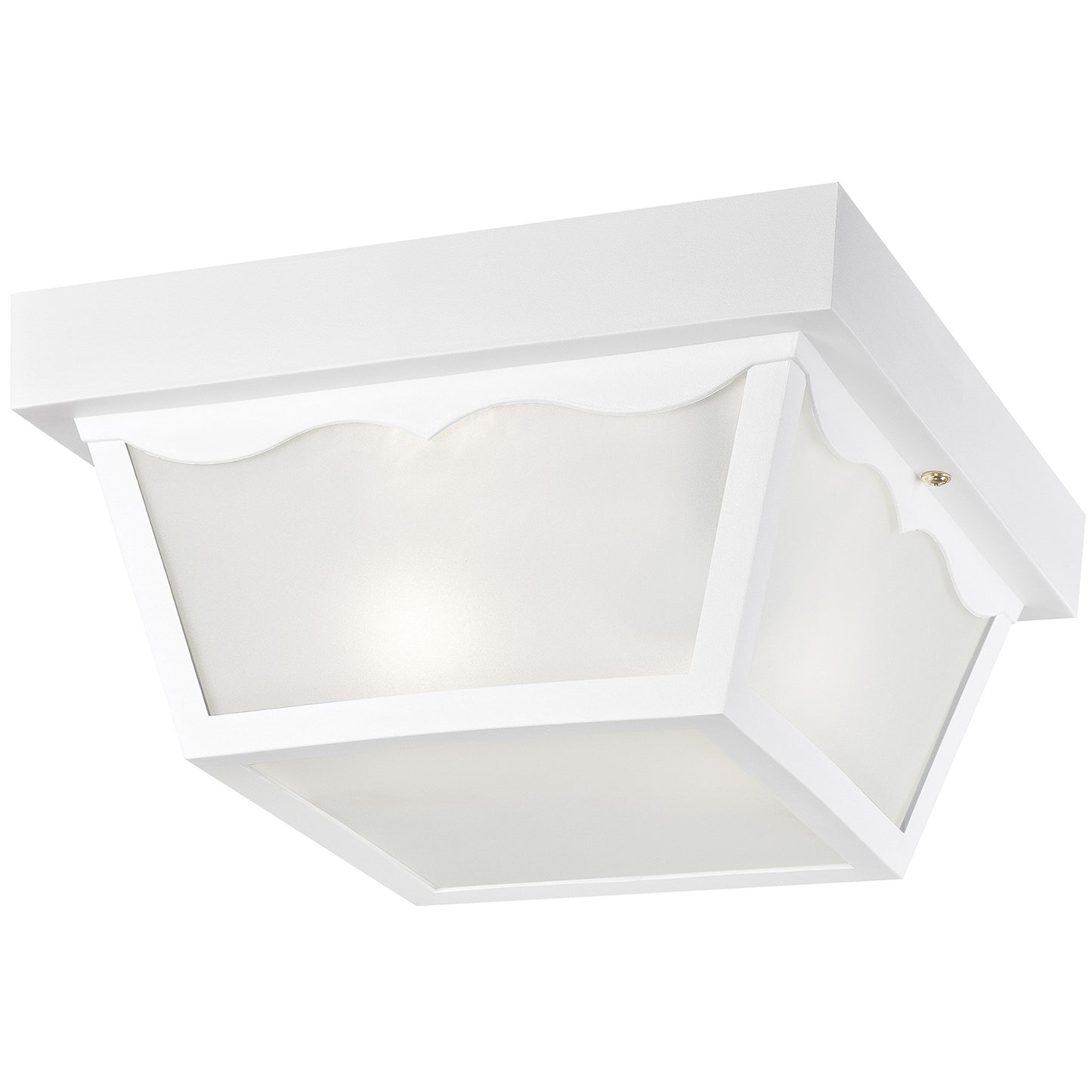 Westinghouse 6697600 Traditional Two-Light Outdoor Flush-Mount Fixture, White Finish on Polypropylene, Frosted Glass Panels