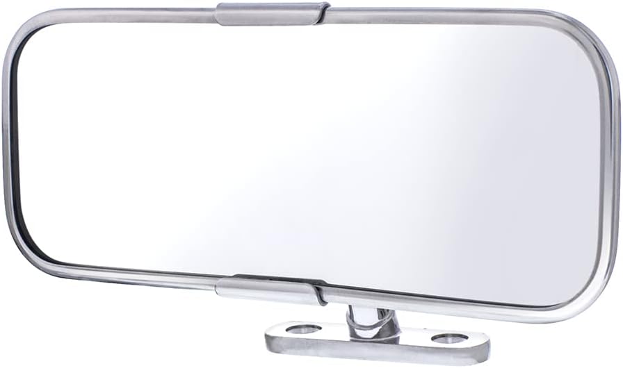 United Pacific M1003 Polished Stainless-Steel Cobra Style Interior Rearview Mirror, Chrome Plated Mirror Arms  One Mirror