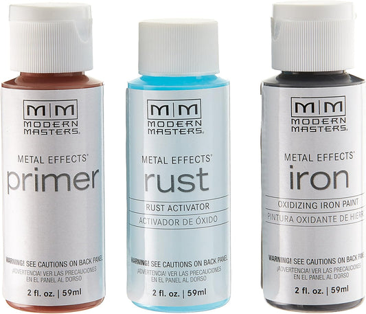 Modern Masters 306293 Rust Finish 2 oz. Acrylic Metal Effects Kit, 2 Fl Oz (Pack of 3), 6