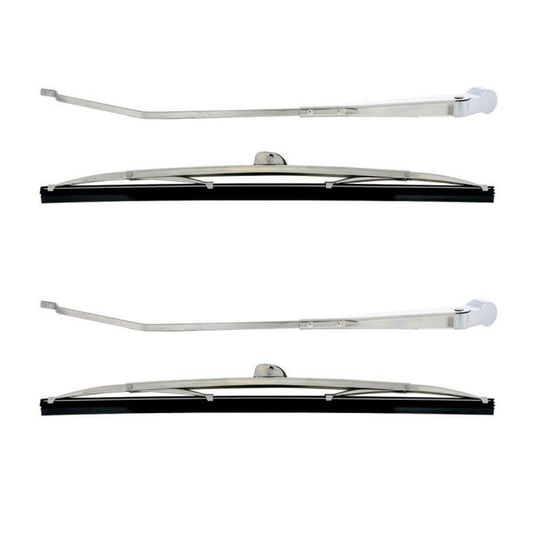 United Pacific 110299 1966-1977 Ford Bronco Wiper Arm & Blade Kit, Polished Stainless Steel