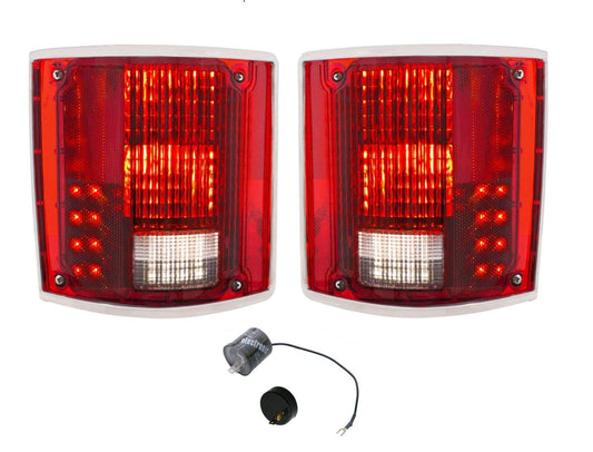 United Pacific Sequential LED Tail Lamp Set With Trim and LED Flasher 1973-87 Chevy and GM Truck