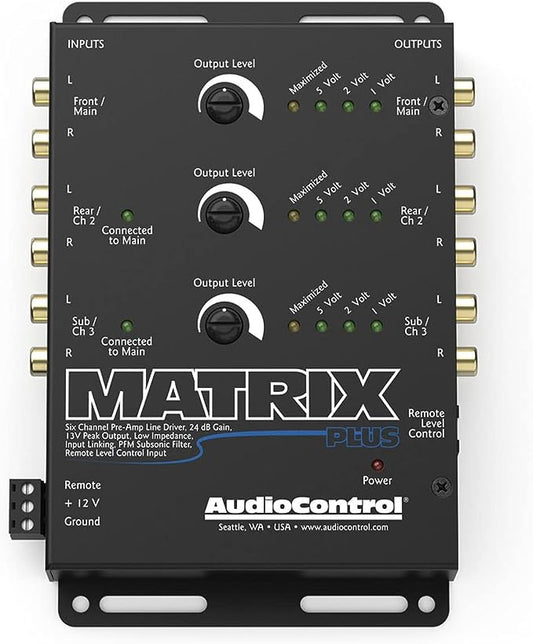 AudioControl Matrix Plus Black Six Channel Line Driver with Remote Level Control Input