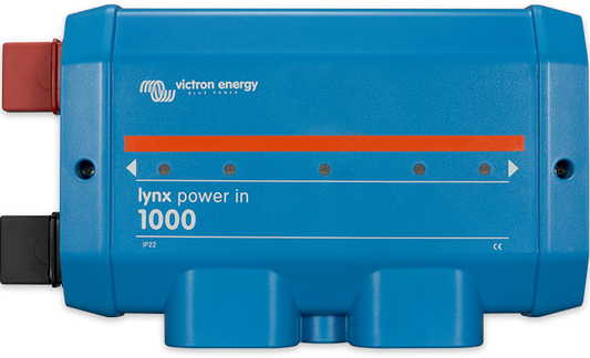 A modular DC busbar, used to connect batteries to the Lynx DC distribution system.