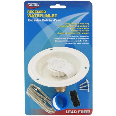 Water Inlet, Recessed Flange, FPT, Lead-Free, Colonial White, Carded