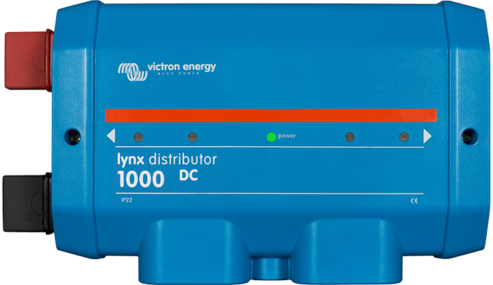 A modular DC busbar, with locations for four DC fuses.