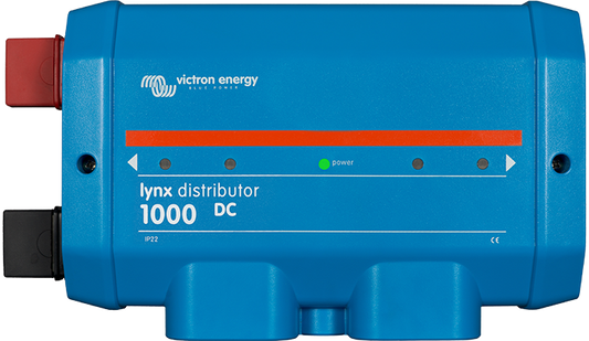 A modular DC busbar, with locations for four DC fuses.